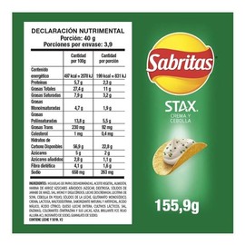 Sabritas Stax Crema y cebolla 155.9 g