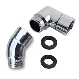 Oiieco Angle Piece for Hand Shower Set, 1 Hand Shower Adapter 90 Degrees, 1 Hand Shower Adapter 135 Degree with Washers Adapter 1/2 Inch for Hand Shower Filter Connection (Silver)