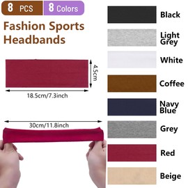 Pack of 8 Women's Sports Headband Hair Bands Women Men Non-Slip Headbands Elastic Headband Unisex Hair Band Sport Yoga Workout Running Fitness Gym Hair Accessories