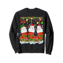 Xmas Lighting Elf Santa Havanese Dog In Socks Christmas Sweatshirt