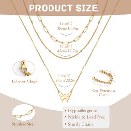 ZENGSING Women's Gold/Silver Plated Necklace Layered Pendant Necklace Adjustable Women Boho Disc Necklace Gold Butterfly Necklace Cross Necklace for Women Girls Gifts, Stainless Steel, No Gemstone
