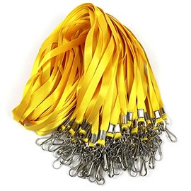 Yellow Lanyard Bulk Lanyards for Id Badges Flat Lanyard with Badge Clip Swivel Hook Beebel 50 Pack