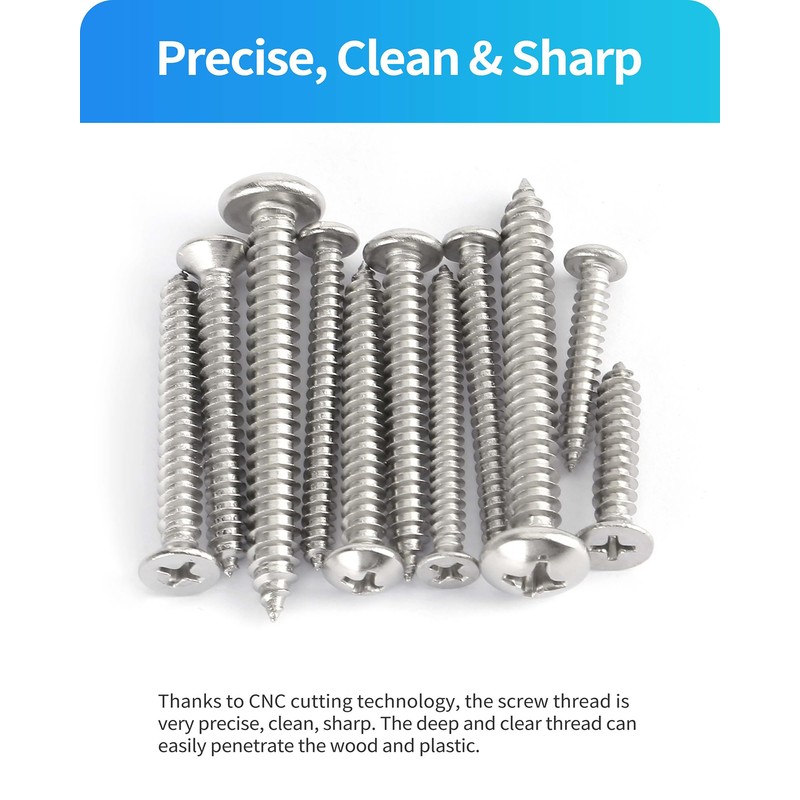 DIVANC 560Pcs 304 Stainless Steel Self Tapping Screws Assortment Set,