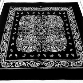 kakatrend Bandana, Paisley, Stylish, 100% Cotton, Triangular Width, Adult, Handkerchief, Cotton, Bundle, Unisex, Large Size, Men's 21.7 x 21.7 inches (55 x 55 cm), a-black, 55 × 55 cm
