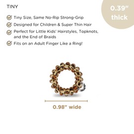 Teleties Brand - Hair Tie - Tiny Spiral Hair Coils - Leopard - 5 Count - Phone Cord Hair Ties for Women - Strong Grip, No Rip, Water Resistant, No Crease Hair Tie Coils