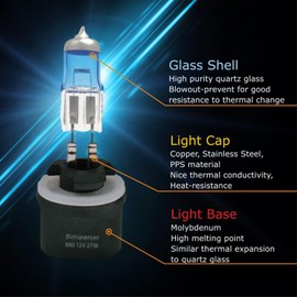 Sinoparcel 880 Halogen Fog Light Bulb,150% More Brightness Replacement for Standard 27W Bulb,Pack of 2