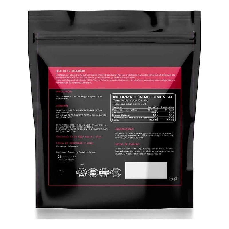 Alpha Labs Colágeno Hidrolizado 500g Antiedad Piel Péptidos