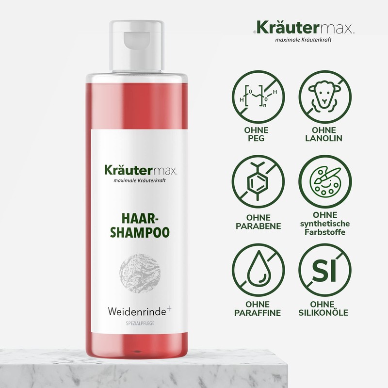 Kräutermax. Willow bark shampoo lice with willow bark extract, 250