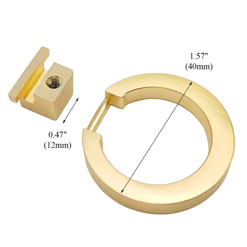 Myxekllo Brushed Gold Cabinet Ring Pulls, Brass Furniture Drawer Pulls