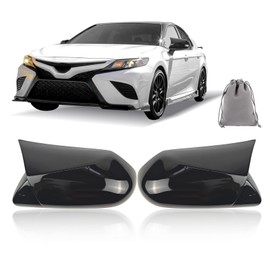 Mirror Cover Cap for Toyota Camry 2018-2025, 2PCS Side View Mirror Covers Caps for Toyota Camry 2018 2019 2020 2021 2022 2023 2024 2025 Direct Add-on Type Glossy Black
