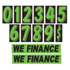 Generic Windshield Numbers Vinyl Number and Decals 13 Dozen Car Lot Windshield Pricing Stickers We Finance, Green, 109-115