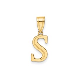 14k Yellow Gold Letter S Pendant Necklace Charm for Women or Unisex Wear, Polished Block Initial Jewelry with High Shine Finish, Real Gold Alphabet Monogram, Modern Identity Statement Accessory