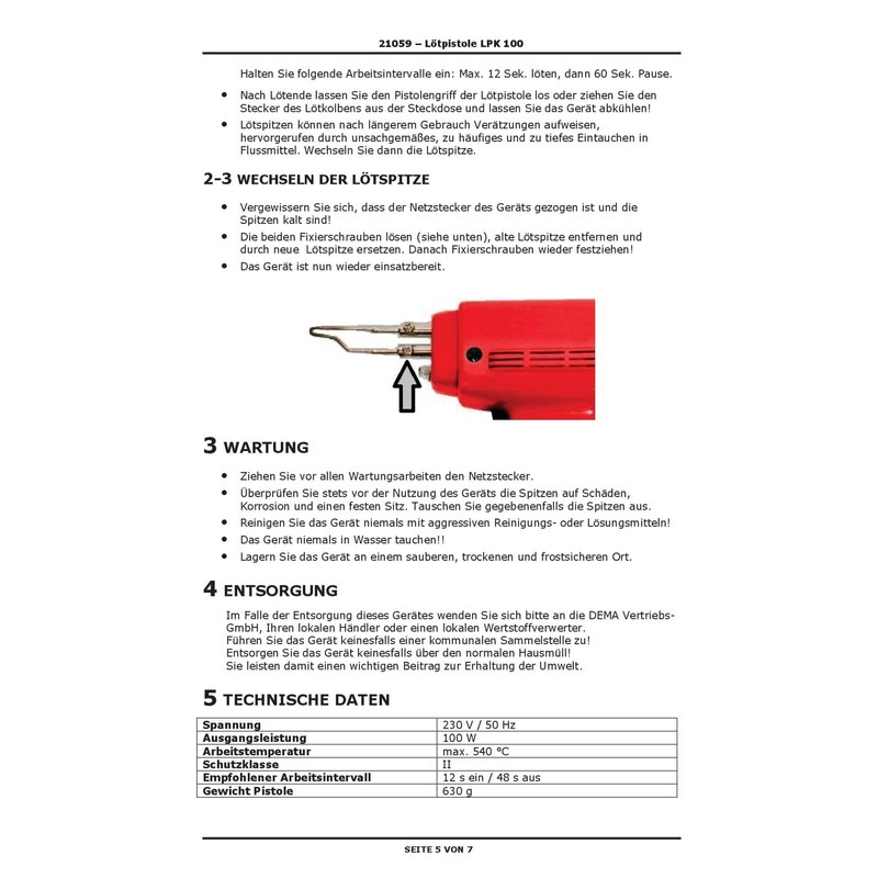 DEMA Soldering Gun 100 W in System Case, Max. 540