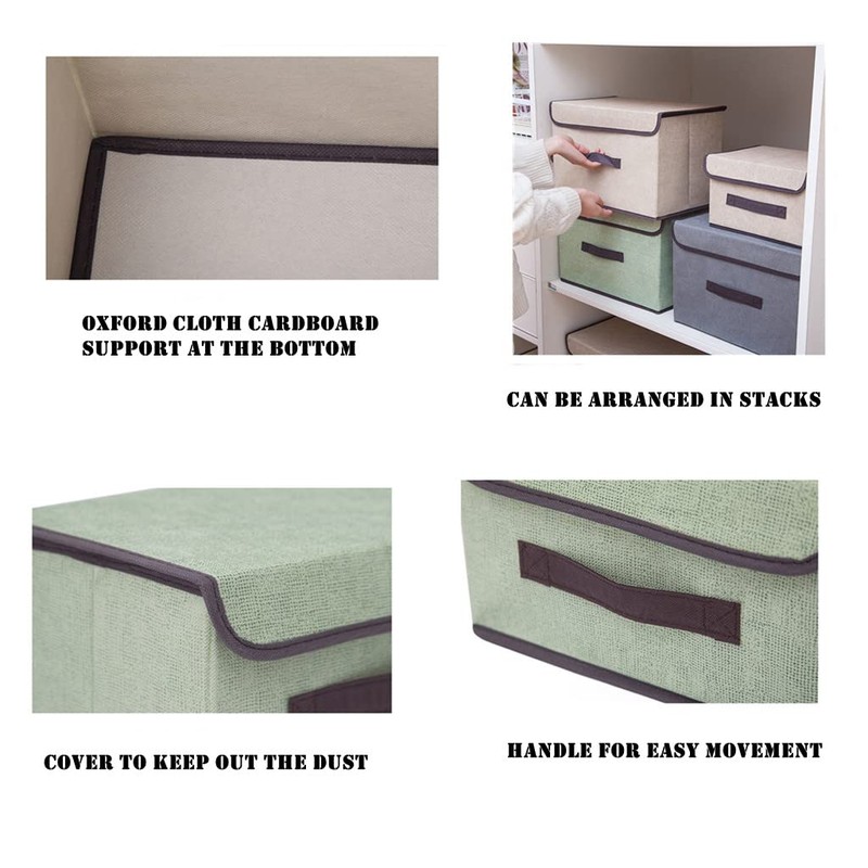NCRGB Pack of 2 Fabric Foldable Storage Boxes with Lid,