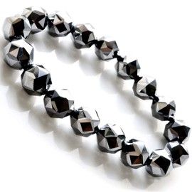 Gold Stone High Purity Terahertz Mineral Star Cut Bracelet, 0.5 inches (12 mm), 99.9999% Pure