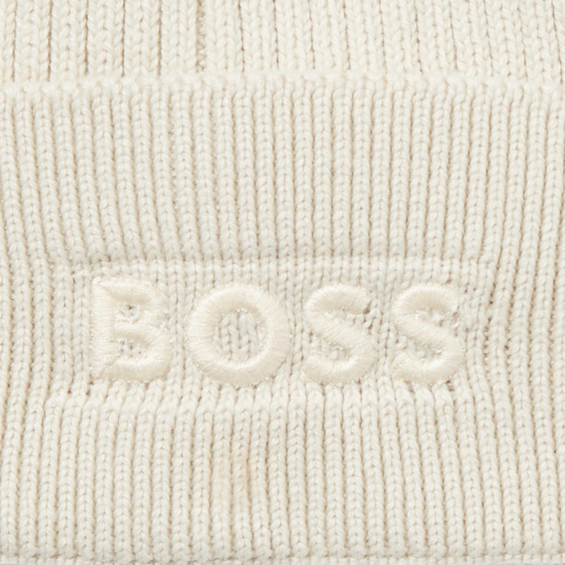 BOSS Magico Ribbed Mixed Material Beanie, Milky Way, One Size