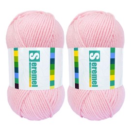 2 Skein（2×50g） Crochet/Knitting Yarn，Soft Fluffy 100% Acrylic Yarn，Pink，Blue，Brown，Black，White，Grey Yarn for Crocheting Clearance (Pink)