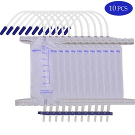 Pack of 10 Leg Bags Urine Drainage Bags with Valve and T-Outlet (750 ml)