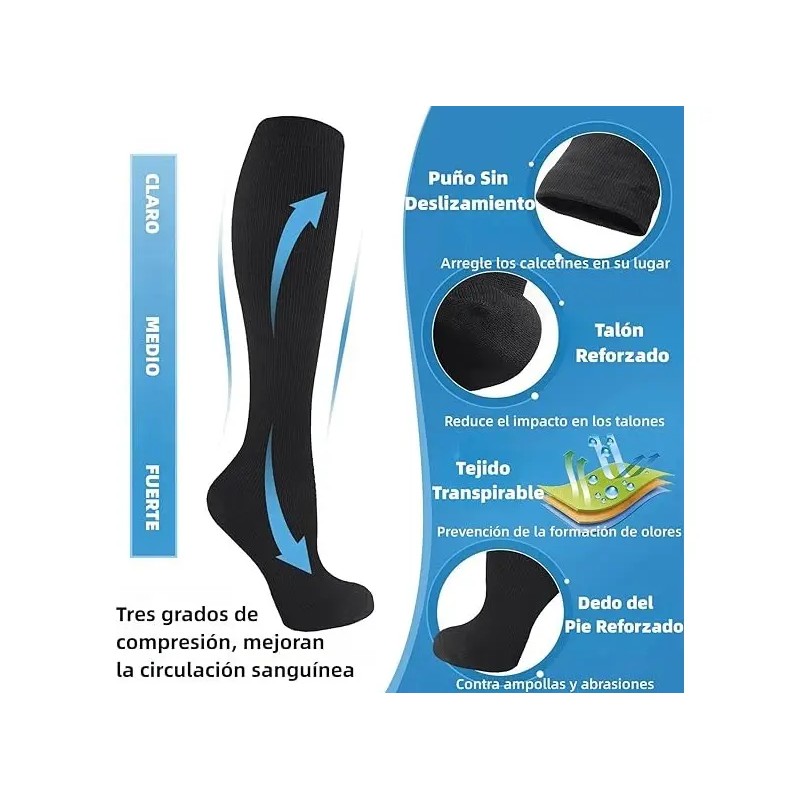 10 Pares Calcetas De Compresión Hombre Mujer Medias Largas