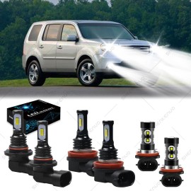 SHENKENUO For Honda Pilot 2006-2018 6x 6000k LED Headlight High Low Beam + Fog Light Bulbs