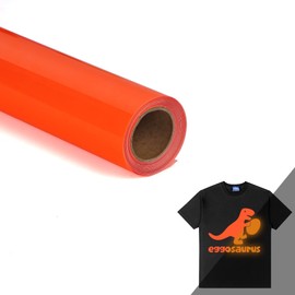 HTVVETUR Rollo de vinilo de transferencia de calor HTV que brilla en la oscuridad, 12 pulgadas por 5 pies, planchar para playera de vinilo elástico HTV (oscuro en naranja brillante, 5 pies)