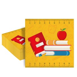 Dulousia Back to School Napkins - 6.5x6.5in Disposable Colorful Paper Napkin School Season First Day Napkins, Back-to-School Classroom Party Teacher Luncheon Dinner Napkin Table Decor