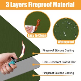 Amerbro Heat Resistant Mats for Countertop - Fireproof 16x24 in Heat Resistant Mats for Air Fryer - Kitchen Countertop Protector Hot Pad for Air Fryer, Coffee Maker, Stand Mixer, Oven 2PCS - Green