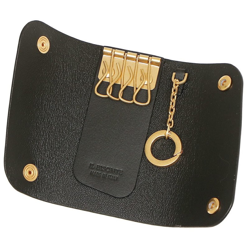 IL BISONTE SKH115 PV0039 BK255B Key Case, Key Holder, Black,