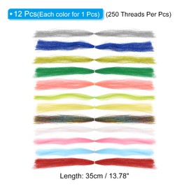 PATIKIL Crystal Flash Fly Fishing Line Fly Tying Material, 12Pcs 250 Strands Dry Flies Decorating Accessories for Making Fishing Hook Lure Flies, 12 Colors