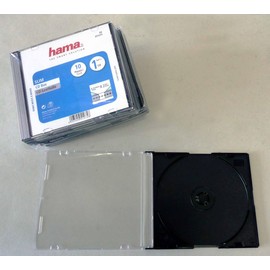 Hama Slim CD Jewel Case, pack of 10, Transparent/Black