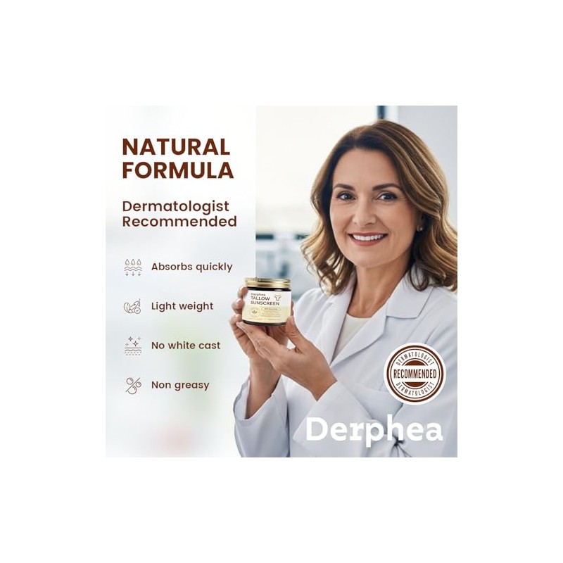 DERPHEA Beef Tallow Sunscreen (3 pack): SPF 50 Daily Sun