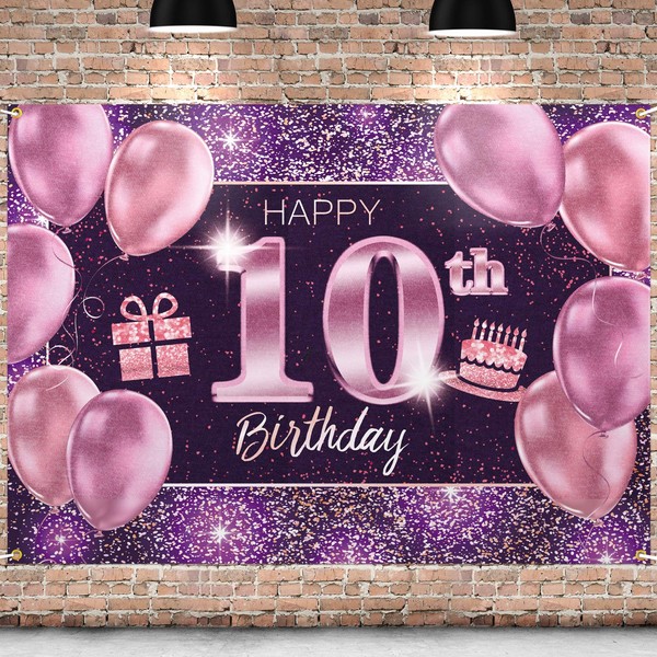 PAKBOOM Happy 10th Birthday Banner Backdrop - 10 Birthday Party