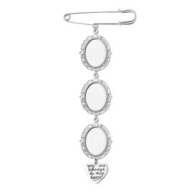 Wedding Photo Charms 3 Picture Frames Brooch for Women Bridal Bouquet Photo Pin Gifts for Bride Groom DIY Memorial Photo Brooch with Engraved Pendant for Wedding Bouquet Decoration