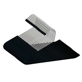 Homa Jia Heavy-Duty Pants Hangers Non-Slip, Foam Open Ended Slacks Pants Hangers for Men and Women, Space Saving Metal Trousers Hangers for Closet, Skirt and Jean Hangers, Black (20 Pack)
