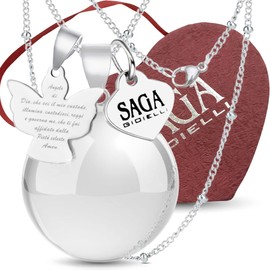 SAGA GIOIELLI® Engelsrufer Pregnancy Necklace, Mexican Bola, Chime Ball, Guardian Angel Pendant, Steel Chain, Stainless Steel, No Gemstone