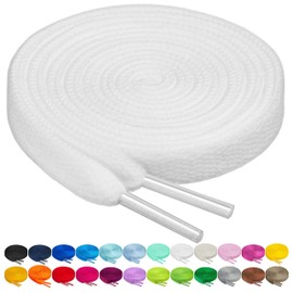 BIRCH's Shoelaces in 27 Colors Flat 5/16" Shoe Laces in 4 Different Lengths (29.5" (75cm), White)