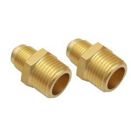 MENSI Propane Hose Accessories Compression Metals Brass Couples Tube Fitting 3/8" Male Flare x 1/2" NPT Male Pipe Half-Union Gas Adapter 2 Sets