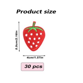 Strawberry Patches,30 PCS Strawberry Patches Iron On,Cute Red Strawberry Applique Patches, Appliques Decorative Patches Embroidered DIY Sew on/Iron on Patches for Shirts, Coats,Hats (Strawberry)