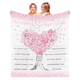 Birthday Gift for Sister, Gifts for 18/16/10 Year Old Girls, Girlfriend, Women, Colleague Gift, Birthday, Funny Happy Birthday Thick Blanket, Soft Cuddly Blanket, Warm 150 x 130 cm