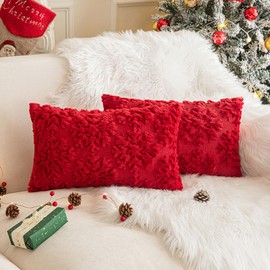 Xmas Throw Pillow Covers Christmas Cushion Pillow Covers Square Decorations Throw Pillow Covers 2 Pack for Sofa Living Room Home Red 30x50 cm