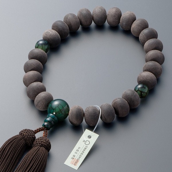 [Butsudanya Takita Shoten] Kyoto Prayer Beads for Men, Ebony (Solely Drawn), Mandarin Orange Ball, Dragon Crest Agate, 23 Balls, Pure Silk Bassel, With Prayer Bag Included, Certificates Included