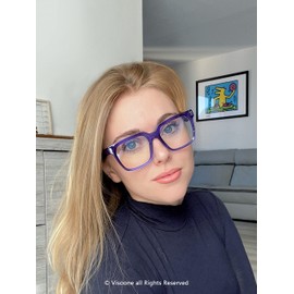 VISOONE Rectangle TR90 Blue Light Blocking Glasses Computer Eyewear with Preppy Look for Women and Men Cougar