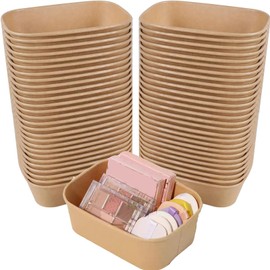 50 Pcs Drawer Organizer, Desk Drawer Divider Organizers and Storage Bins for Desk, Makeup, Jewelry, Bedroom, Bathroom, Office, Kraft Paper Food Container