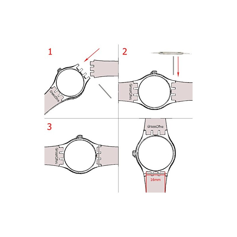 GreenOlive Ultra-thin Replacement Waterproof Silicone Rubber Watch Strap Watch Band