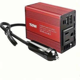 Car Power Inverter - 12V DC to 110V AC Converter with 3.1A Dual USB Car Charger and Car Adapter Plug Socket for Laptops, Computers and Other Devices - Portable and Compact Design US Socket