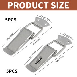 Pack of 10 Tension Latches, 72 mm Snap Lock Corner Fastening Stainless Steel Clasp Box Lock Lever Lock for Tool Boxes Cabinets Drawers