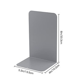 MSDADA Sujetalibros para estantes de libros, sujetalibros para oficina, extremos de libros para libros pesados, soportes de sujetalibros de metal, sujetalibros de estilo minimalista moderno, gris (4 pares/8 piezas)