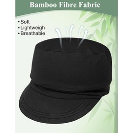 Becellen Women's Summer Hat, Bamboo Fabric, Soft Sun Hat, Chemo Headwear, Breathable Beanie with Pleats, Black Thin Hat, Chemo Turban with Elastic for Women