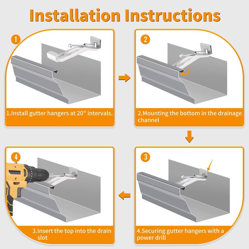 5" 10 Pack Gutter Hangers, Heavy Duty Hidden Rain Gutter