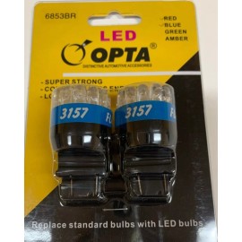 OPTA 2PC 3157 3057 3156 19 SMD's RED BLUE LED WEDGE BULBS TAIL BRAKE STOP LIGHT#6853